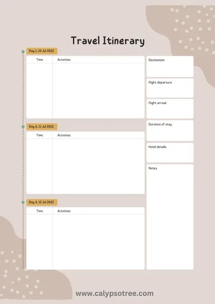 Free Travel Itinerary Templates 05