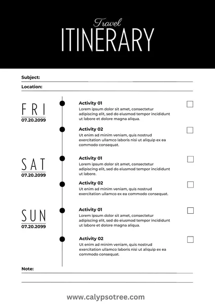 Free Travel Itinerary Templates 06