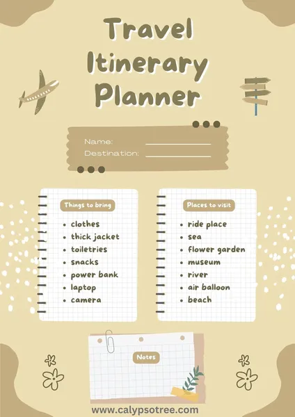 Free Travel Itinerary Templates 10