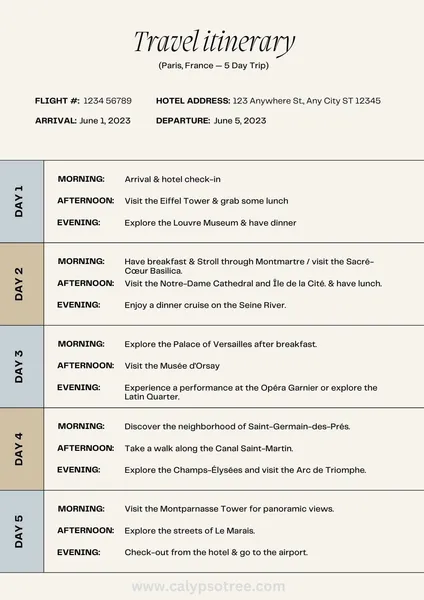 Free Travel Itinerary Templates 15