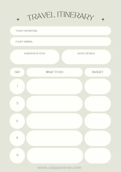 Free Travel Itinerary Templates 16
