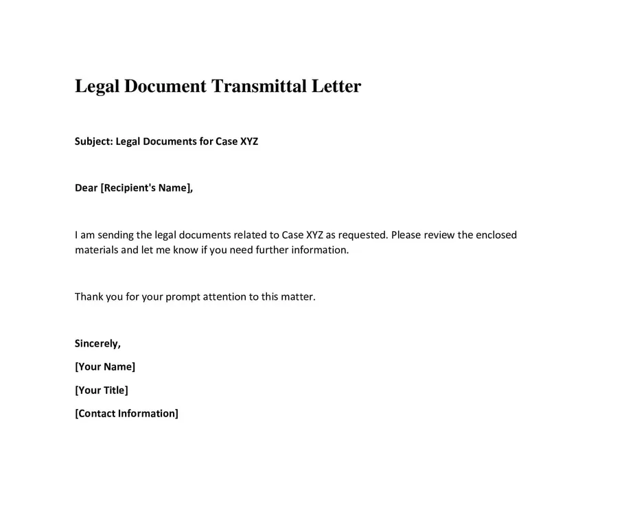 Legal Document Transmittal Letter