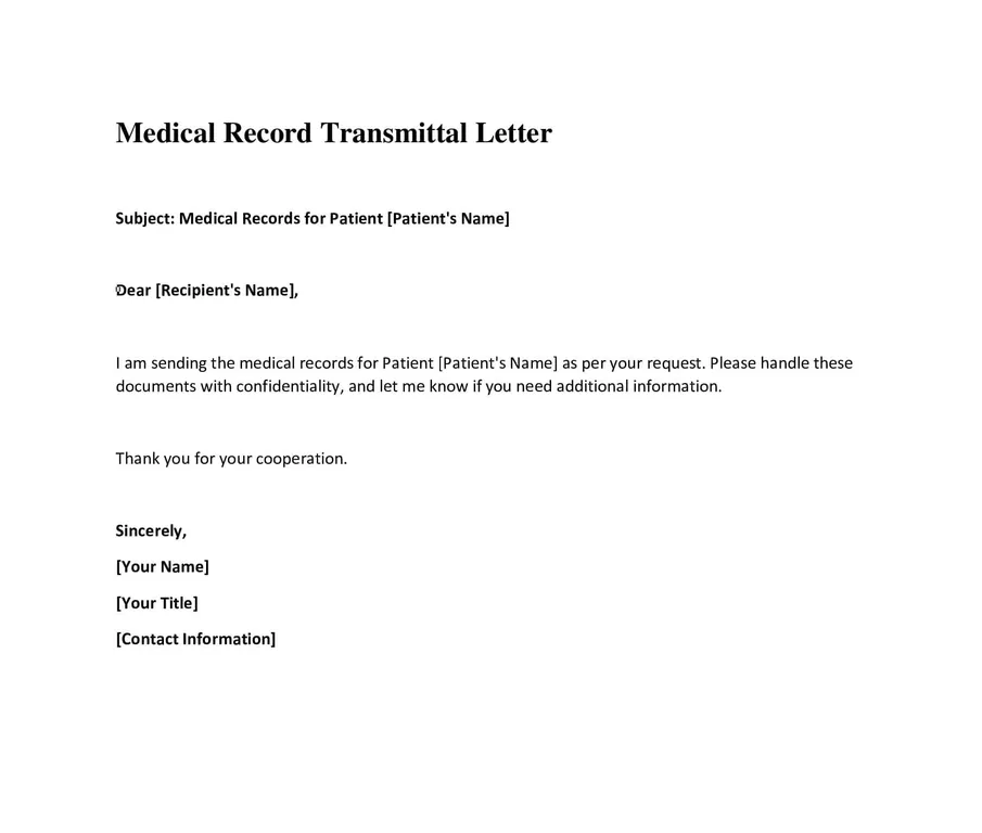 Medical Record Transmittal Letter