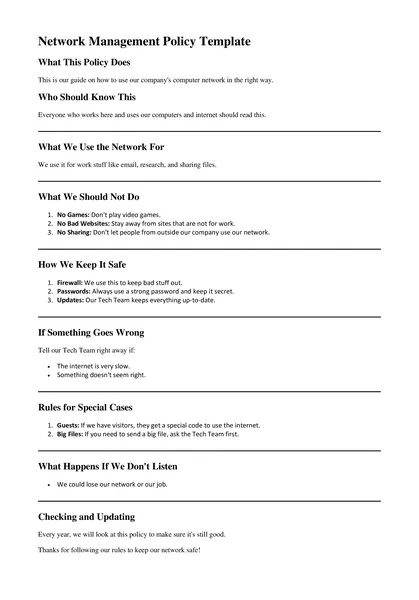 Network Management Policy Template