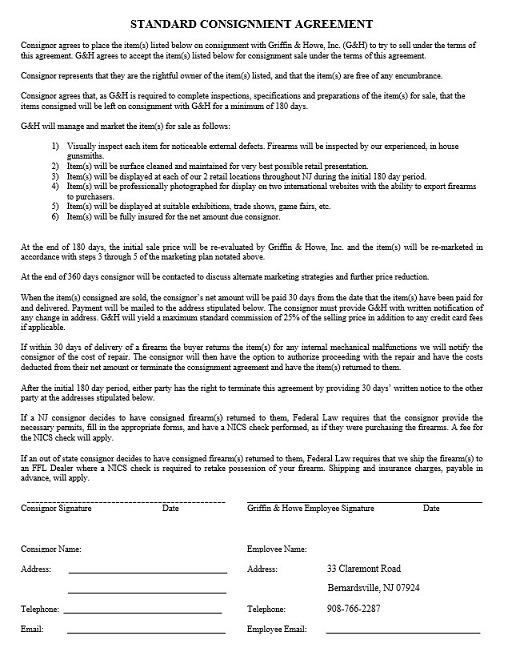 Standard consignment agreement