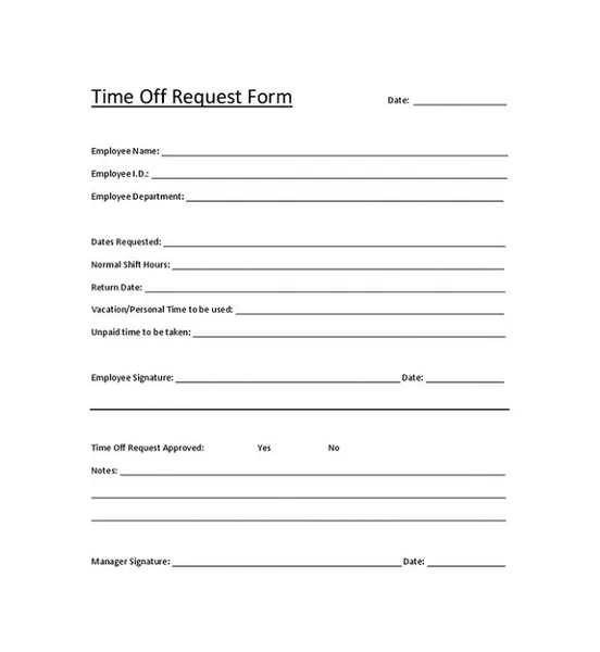 Time Off Request Form PDF