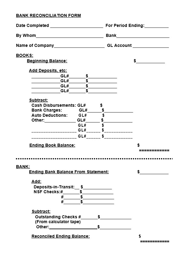 bank reconciliation form pdf