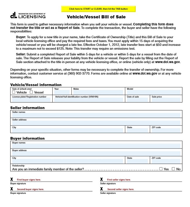 bill of sale for vehicle