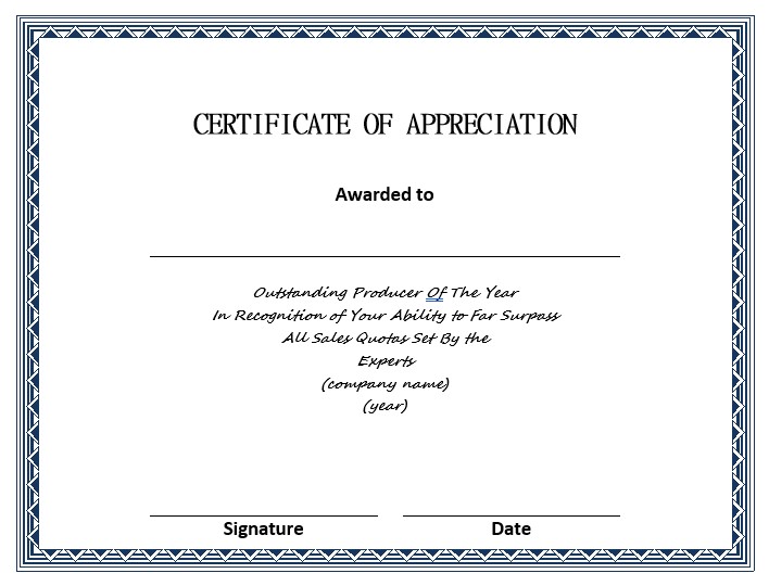 certificate of appreciation template free download
