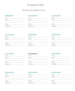 10 Free Contact List (Template , Example) - Calypso Tree