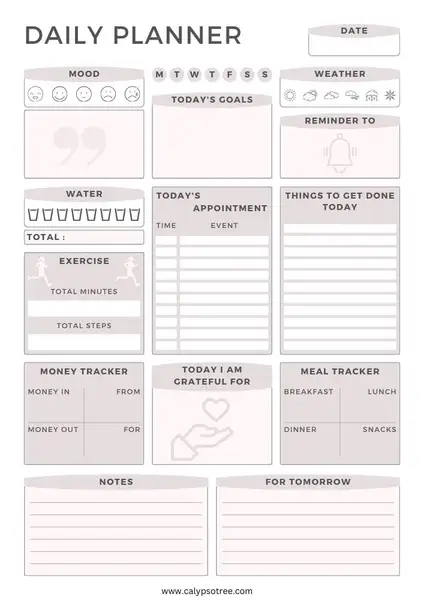 daily planner template free printable 09