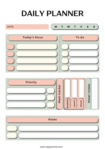 daily planner template free printable 12