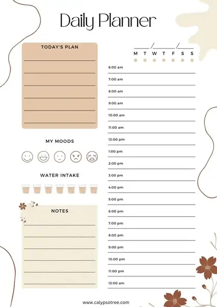 daily planner template free printable 13