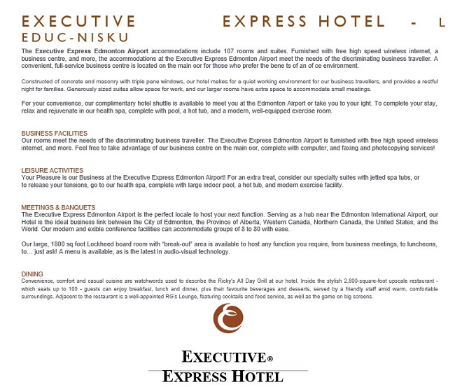 fact sheet hotel template