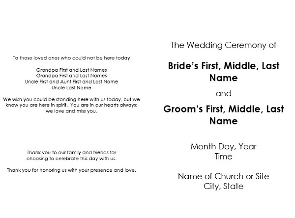 free wedding ceremony program template