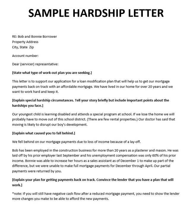 hardship letter for loan modification
