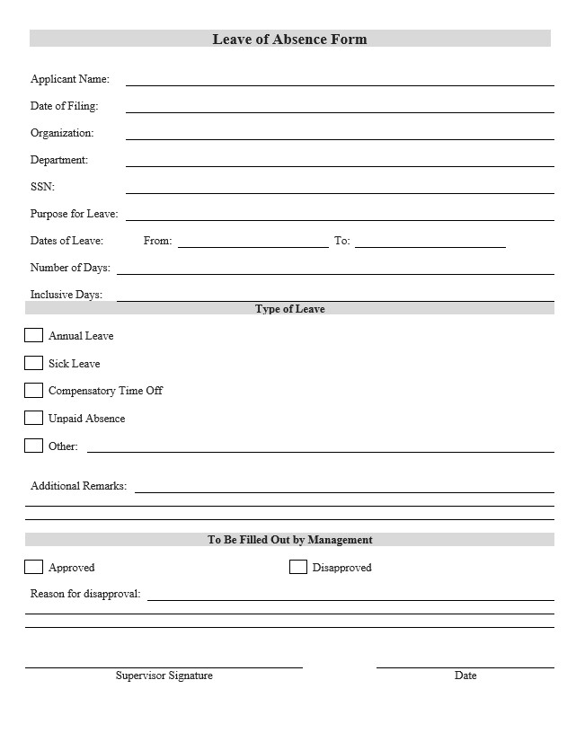 leave of absence form sample