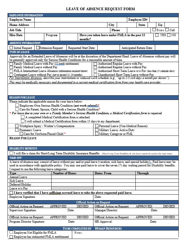 leave of absence request form