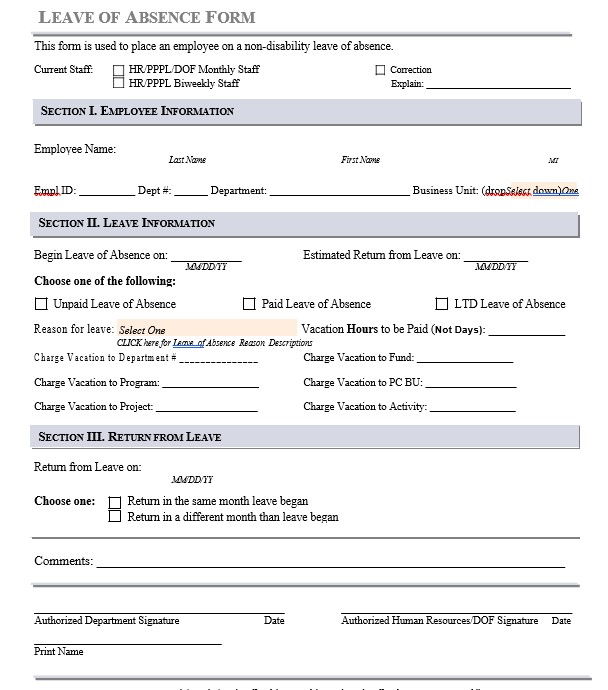 leave request form template