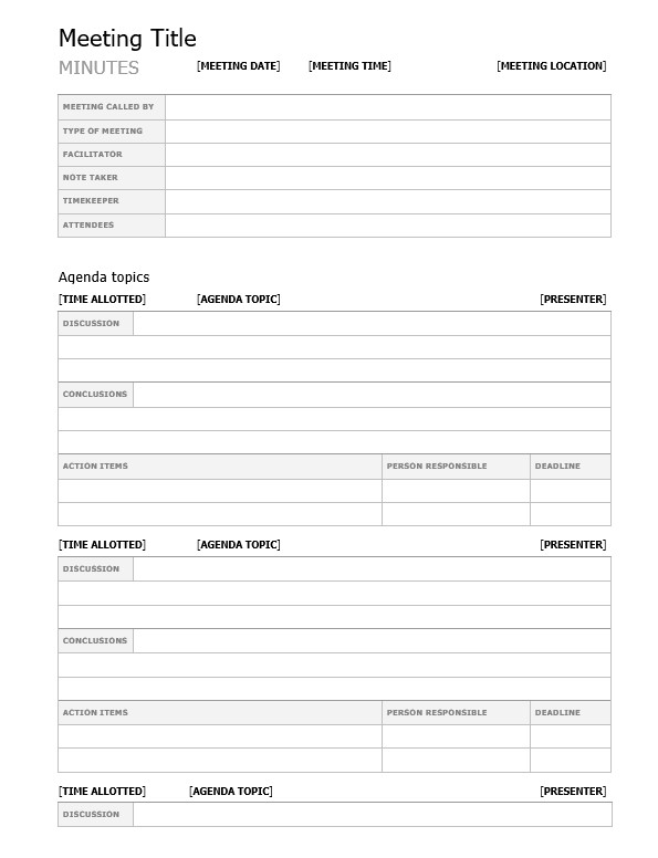 meeting minutes template pdf