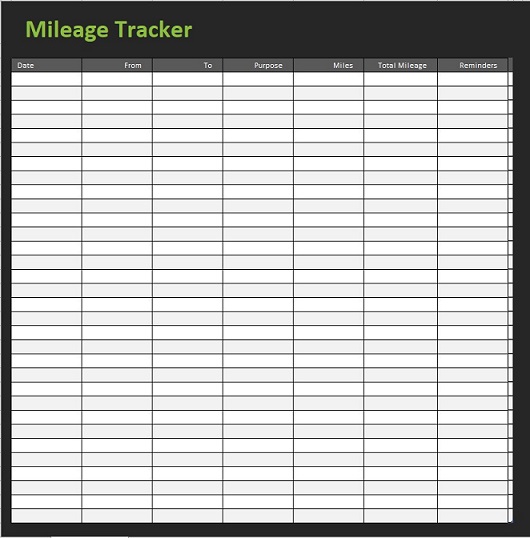 mileage tracker excel