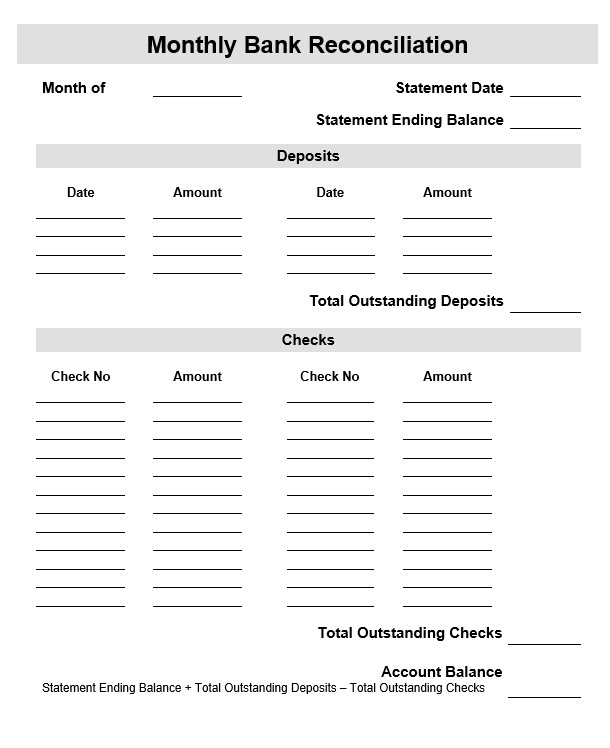 monthly bank reconciliation