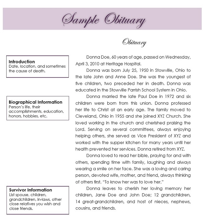 obituary template pdf
