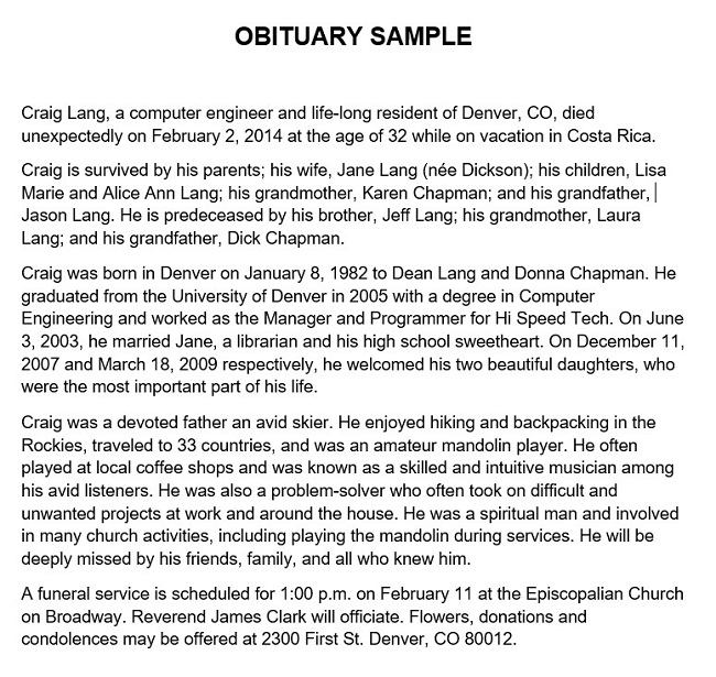 obituary templates for word