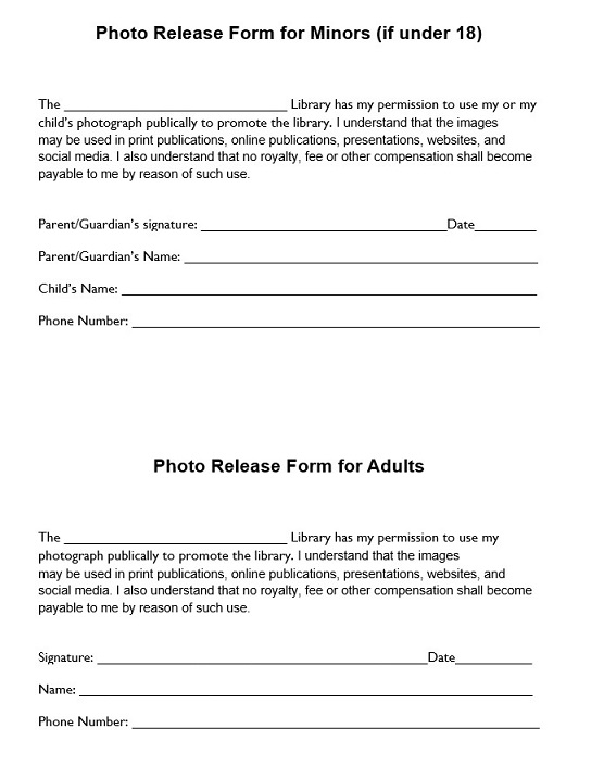 photo release form for minors