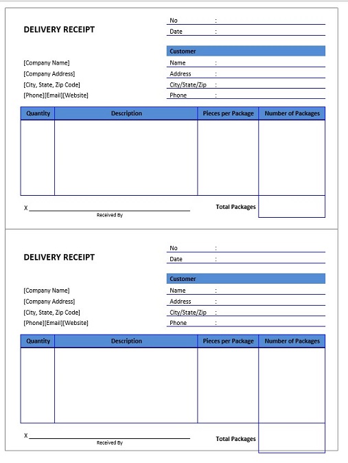 receipt of payment template