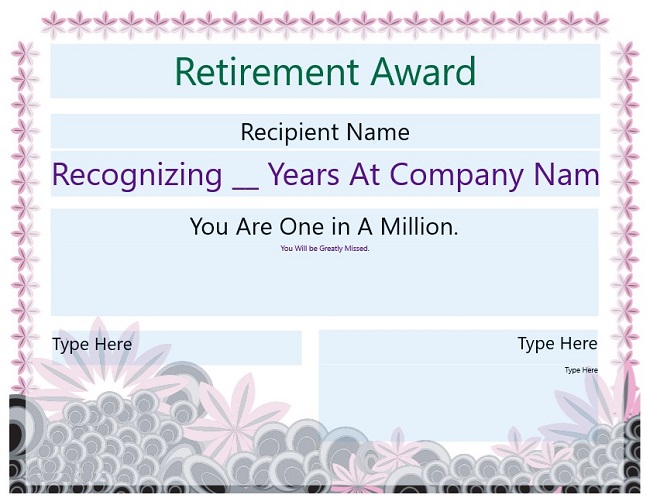 retirement certificate templates