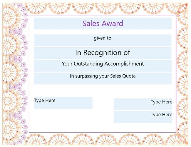 sales awards certificates