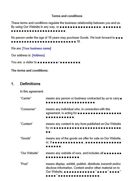 Terms And Conditions Template Example - Terms and conditions templates