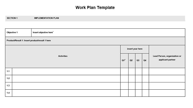 Work plan template word - Sample Work Plan Templates