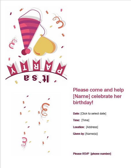 Birthday party invitation templates