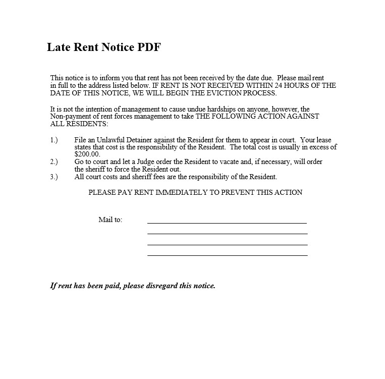 Late Rent Notice PDF