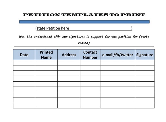 Petition Templates to Print