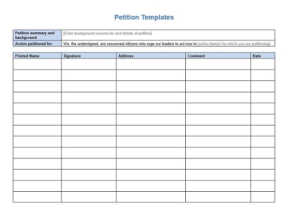 Petition Templates