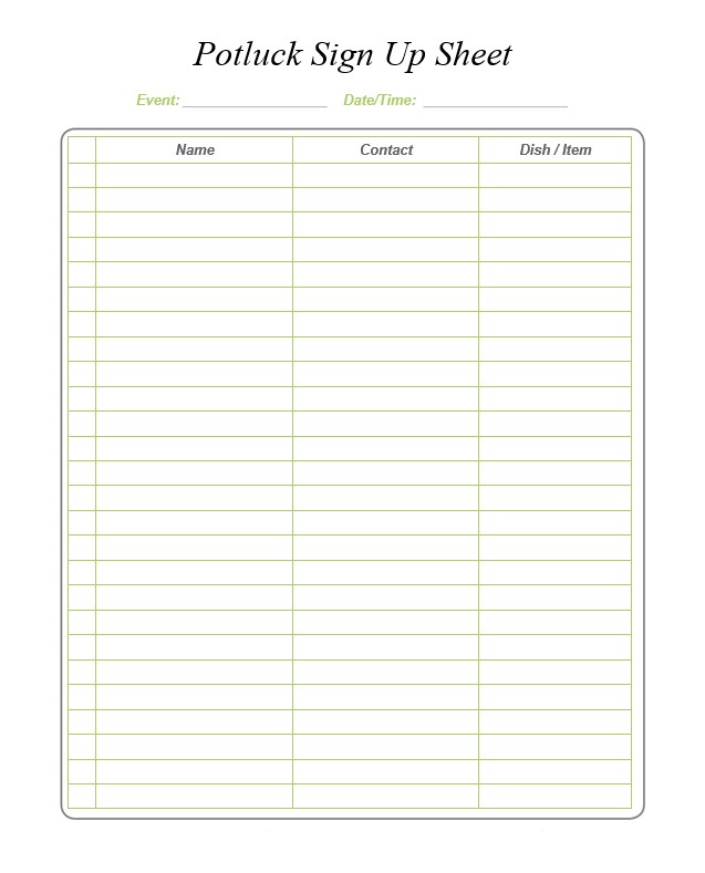 10 free potluck sign up sheets template example downloadable sign in sheet