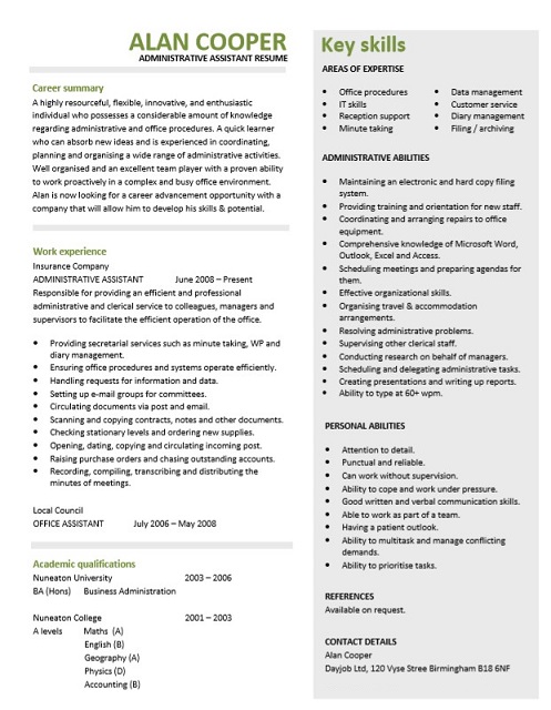 Sample Administrative Assistant Resume