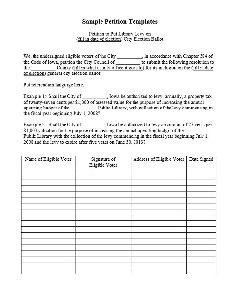 Sample Petition Templates