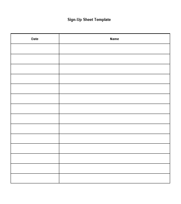 Sign Up Sheet Template