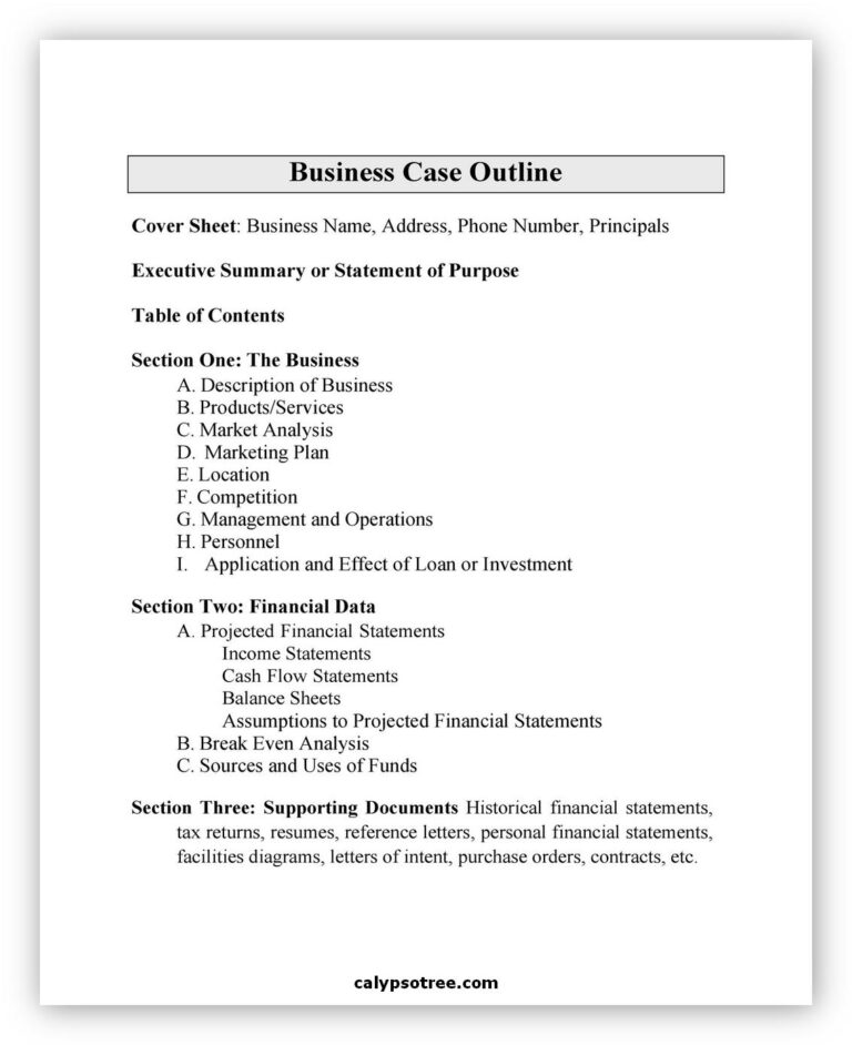 12 Best Business Case Template And How To Write Calypso Tree