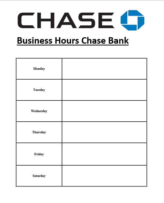 Business Hours Chase Bank