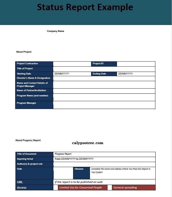 Status Report Example - Simple report status template free