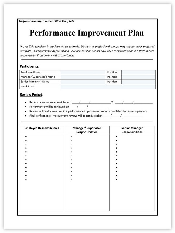 Sample Performance Improvement Plan Template 06
