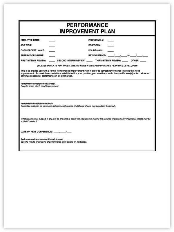 Sample Performance Improvement Plan Template 09