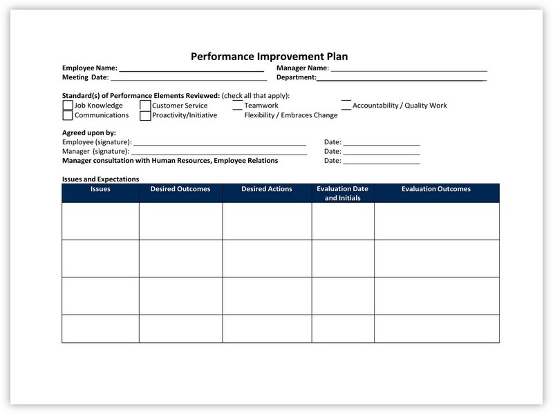 Sample Performance Improvement Plan Template 23