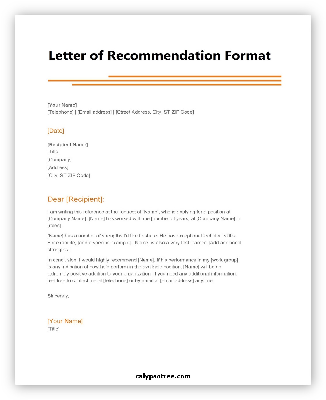 Letter of Recommendation Format 02