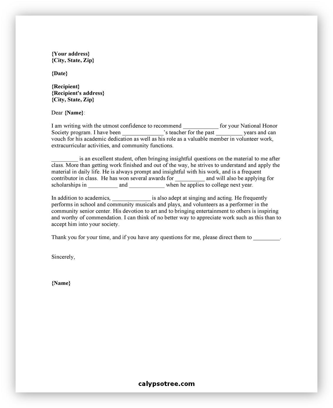Letter of Recommendation Format 04